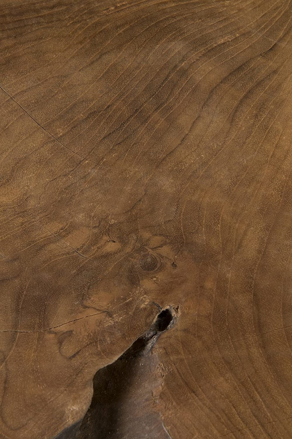 Handcrafted Natural Live-Edge Teak Top Table with Hairpin Legs N87446