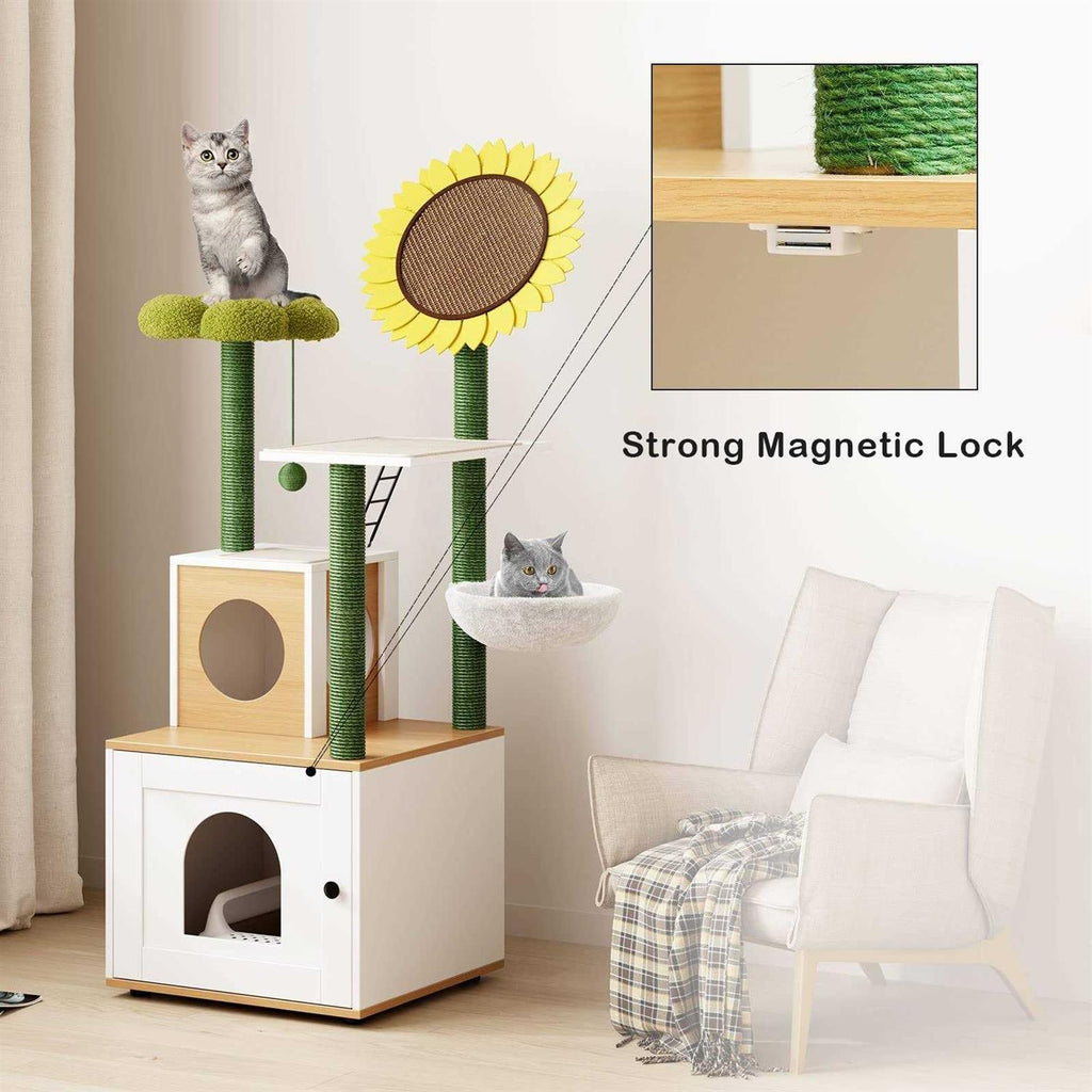 Cat Tree with Litter Box Enclosure and Scratching Posts Z693