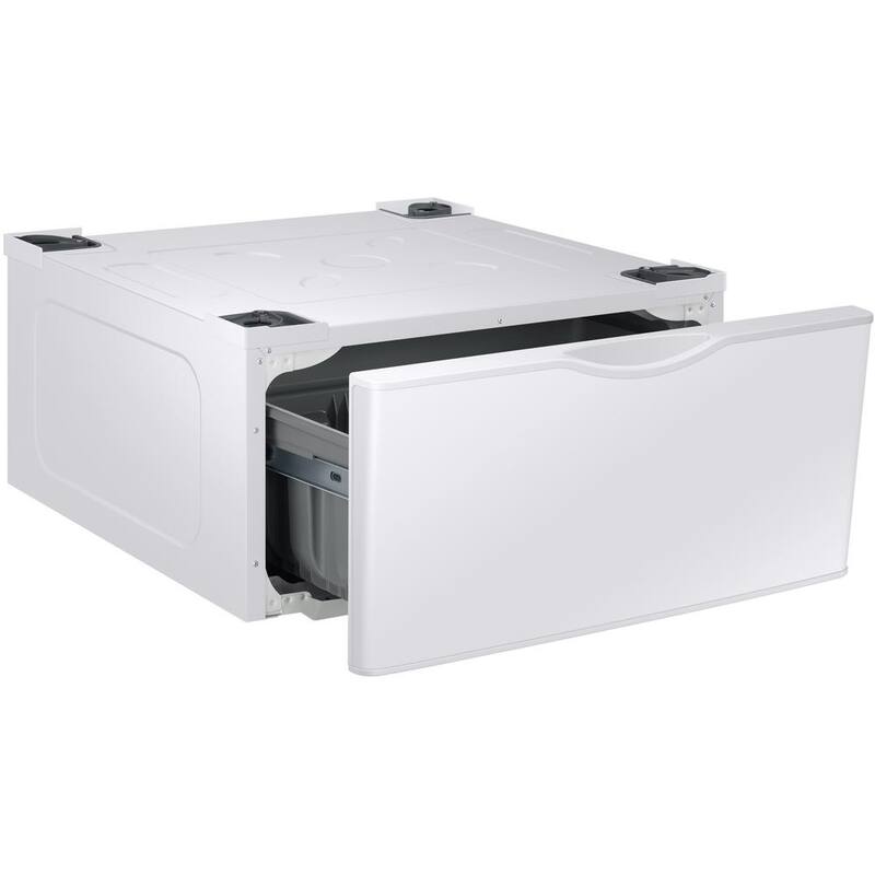 White Laundry Pedestal with Storage Drawer N360
