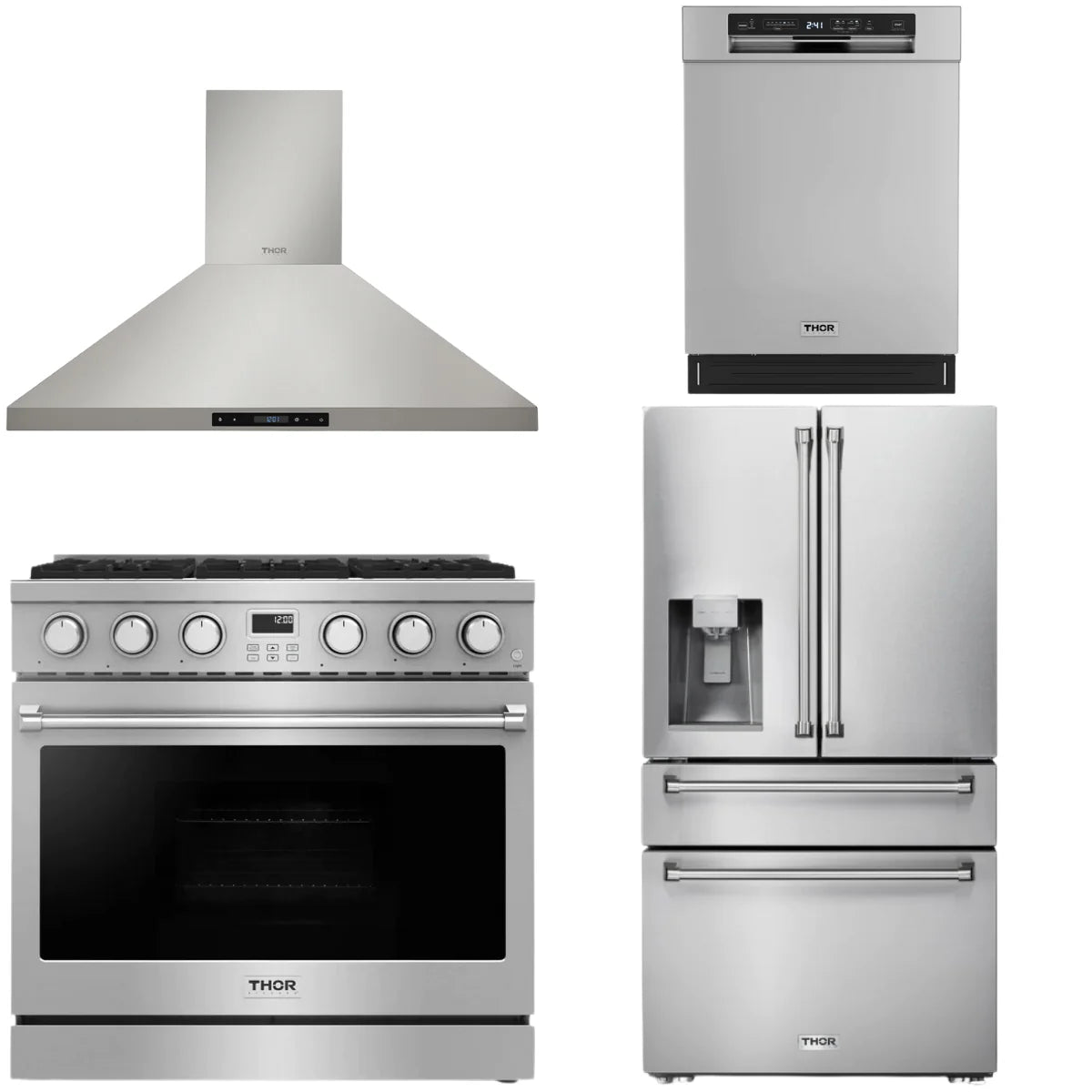 36 Gas Range, Range Hood, Refrigerator and Dishwasher T11435