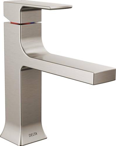 Brushed Nickel 1 Hole Bathroom Faucet with Push-Pop Drain W585031
