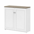 White & Gray Storage Cabinet with Doors T669