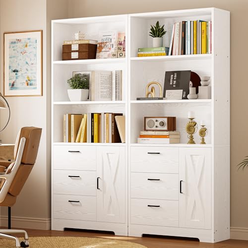 71in Tall Bookshelf with Door and 3 Drawers R918