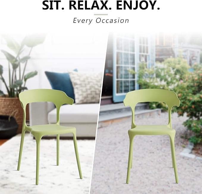 Stackable Plastic Dining Chair Set of 4 Charcoal Gray K895