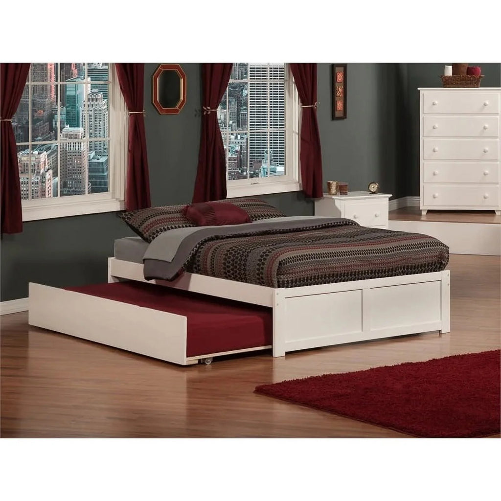 White Full Hardwood Storage Platform Bed A671575