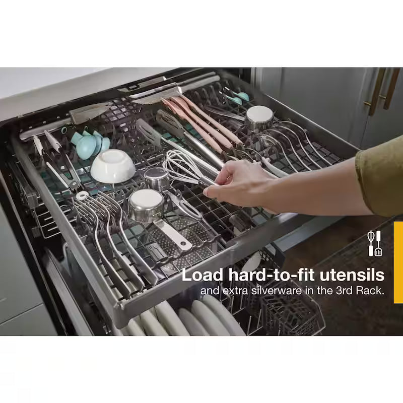 Black Built-In Tall Tub Dishwasher with Third Level Rack D40385