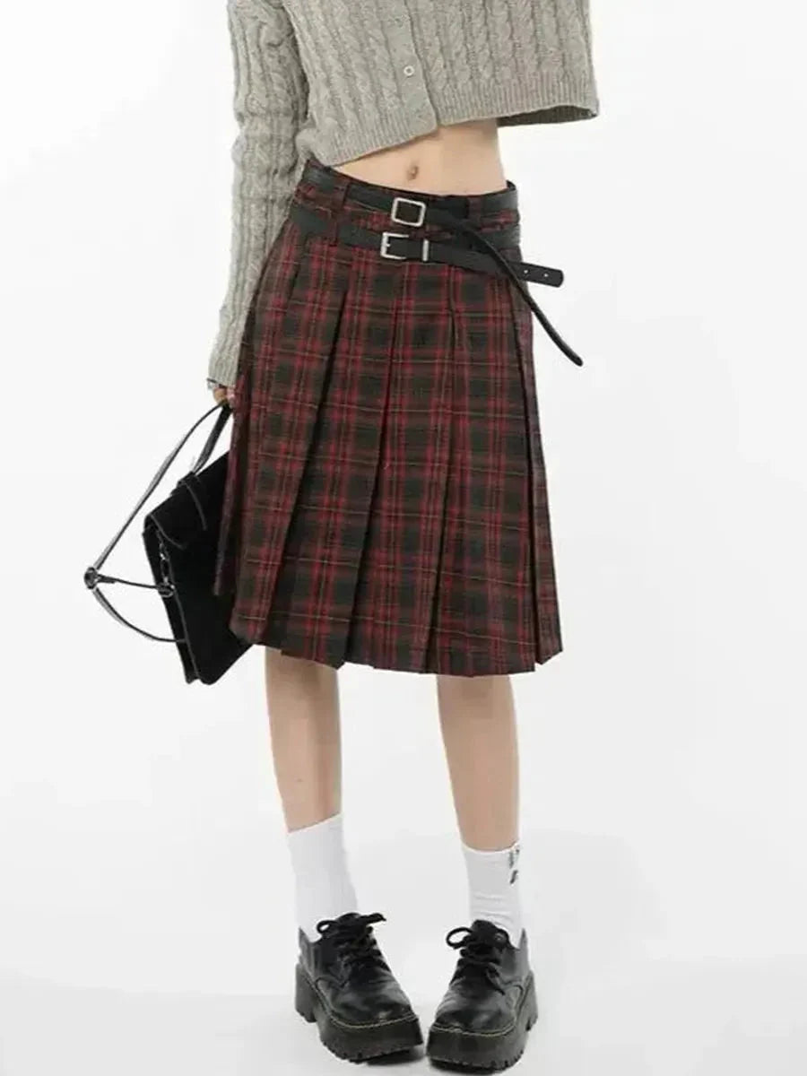 Dark Red Checkerboard Skirt G470