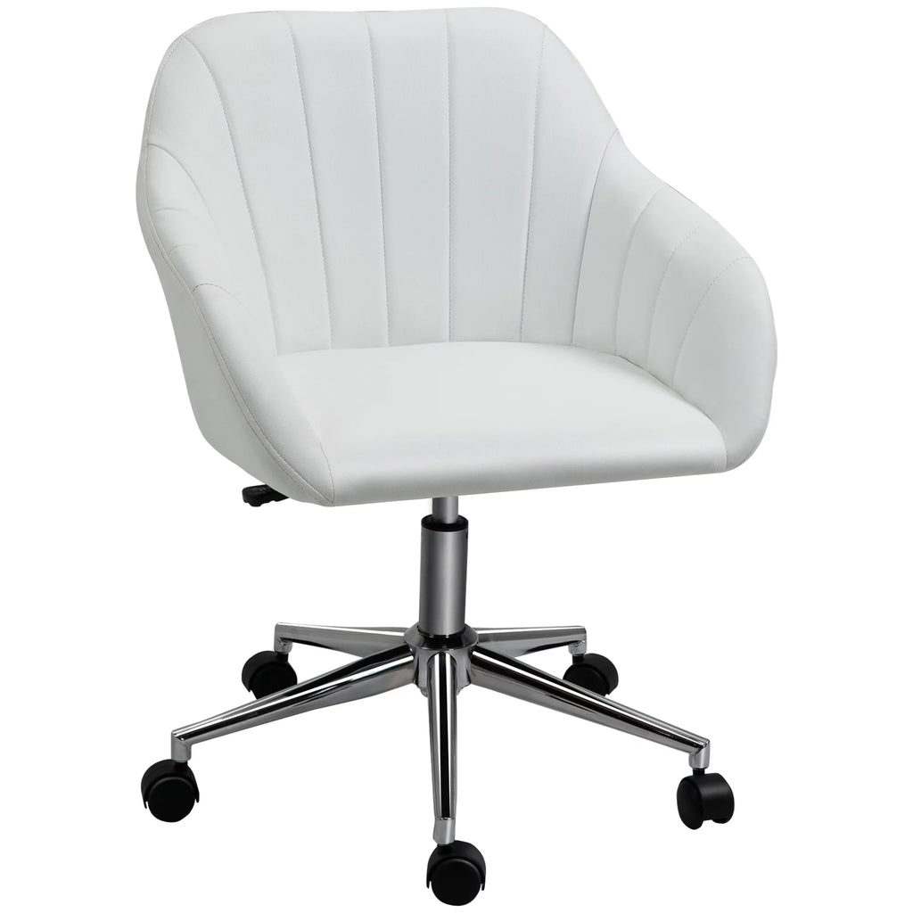 White Steel Task Chair with Swivel and Adjustable Height I5263