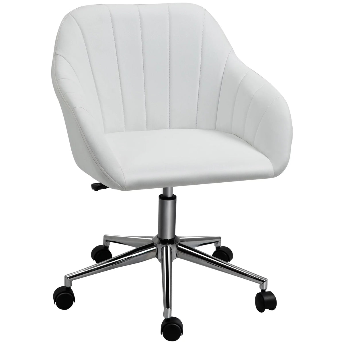 White Steel Task Chair with Swivel and Adjustable Height I5263