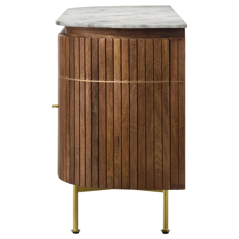 White and Natural Marble Top 4-door Dining Sideboard U759