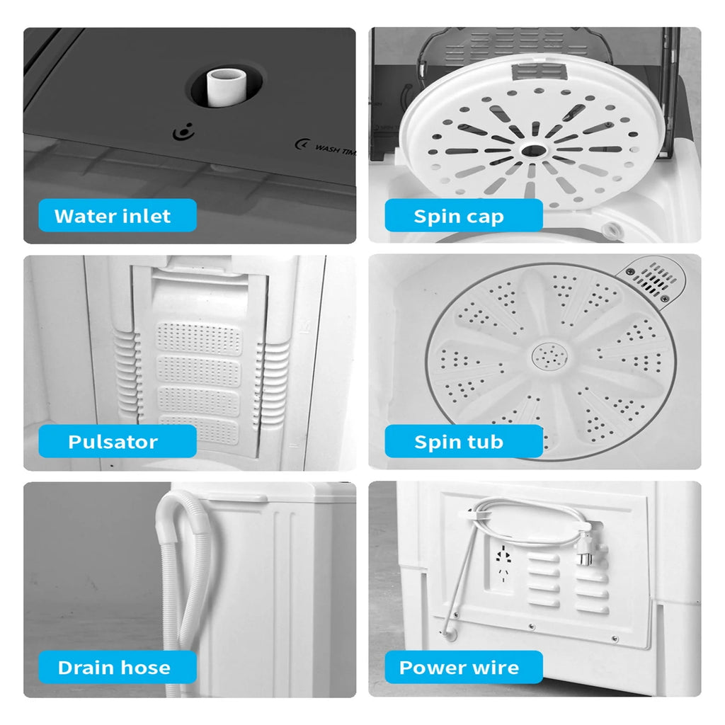 Portable 26Lbs Twin Tub Washing Machine with Gravity Drain Pump B497952