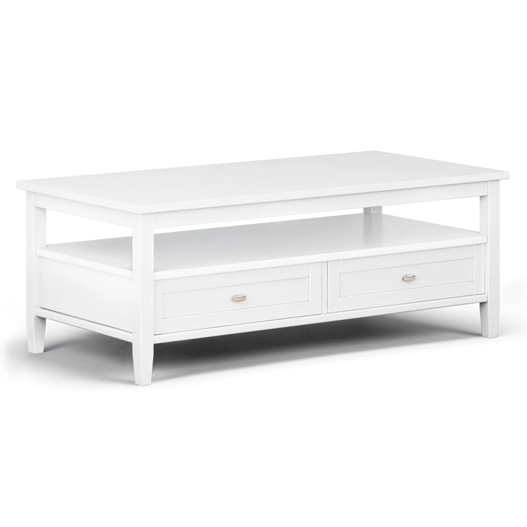 White 48 inch Solid Wood Coffee Table V649