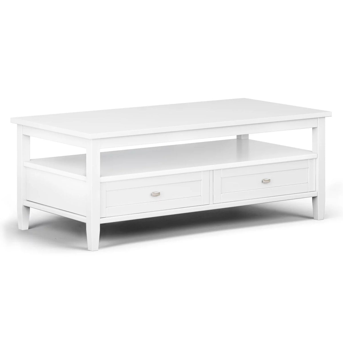 White 48 inch Solid Wood Coffee Table V649