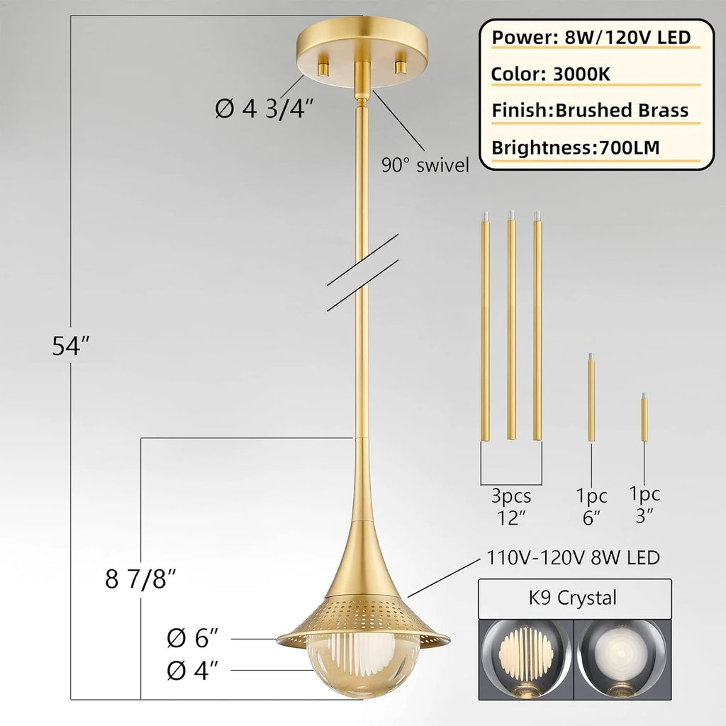 Gold Crystal Pendant Lights with Shade R53352