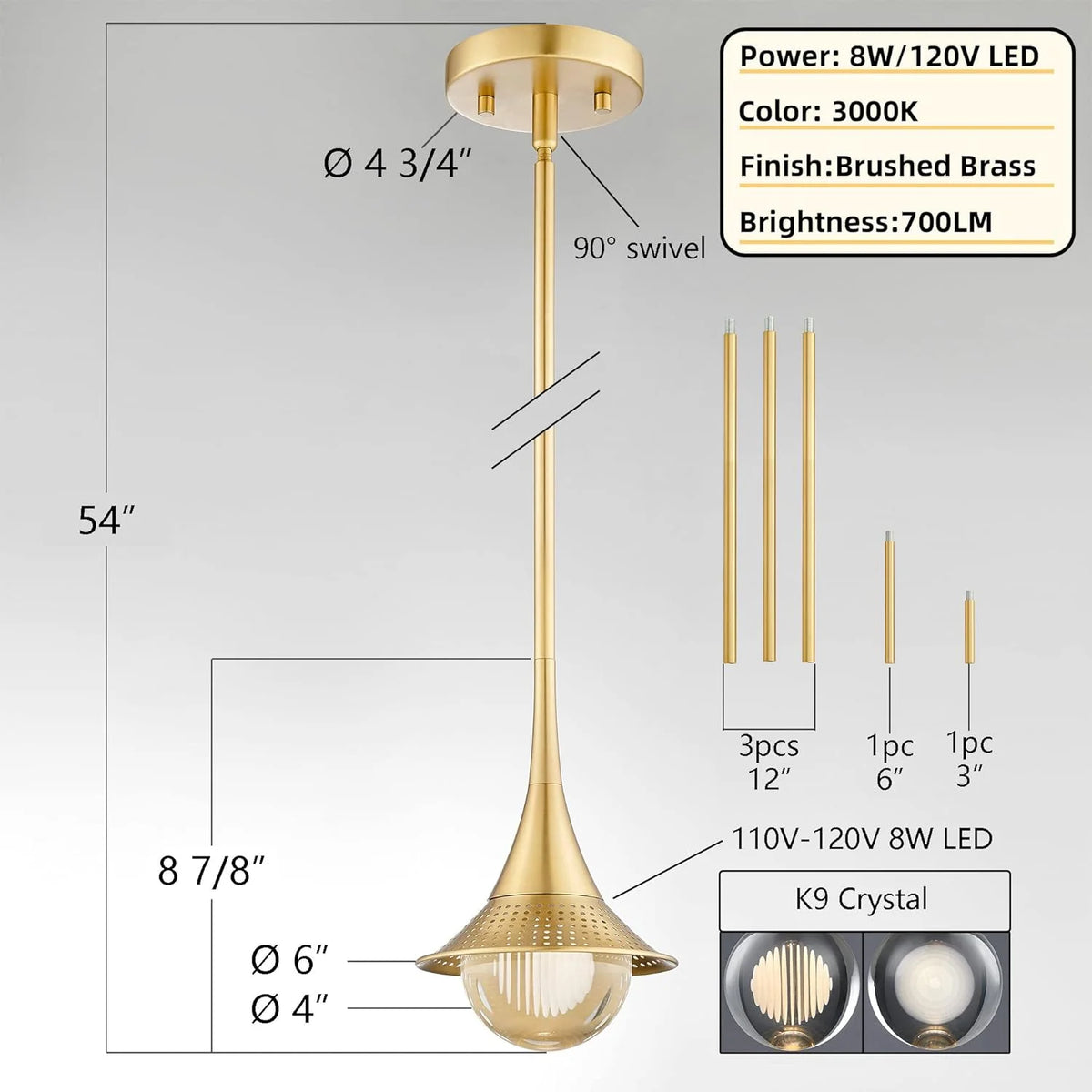 Gold Crystal Pendant Lights with Shade R53352