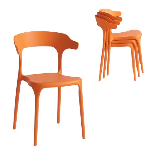Stackable Plastic Dining Chair Set of 4 Charcoal Gray K895