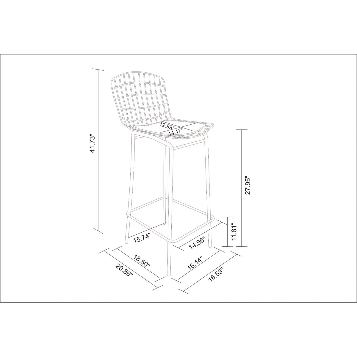 Charcoal Grey and Black Barstool Set of 3 with Seat Cushion K958