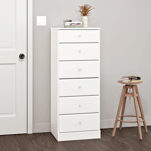 White 6 Drawer Tall Dresser I36128