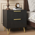 Black 2 Drawer Nightstand Bedside Table with Storage O7871