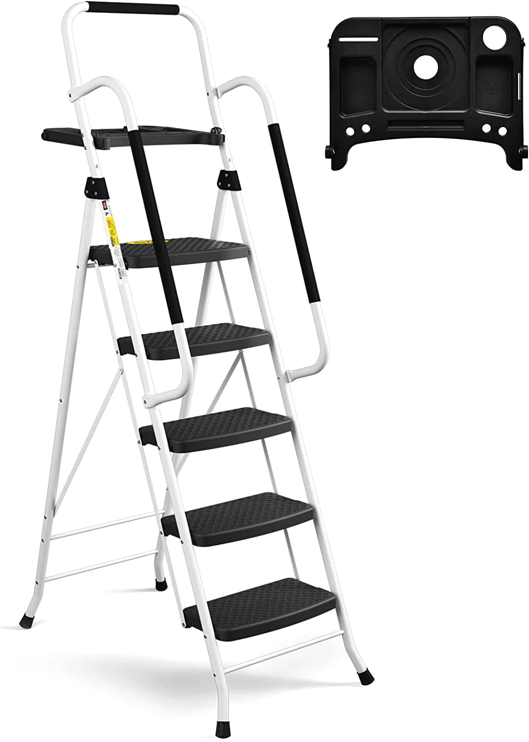 Folding 5-Step Ladder with Handrails and Tool Tray B96218