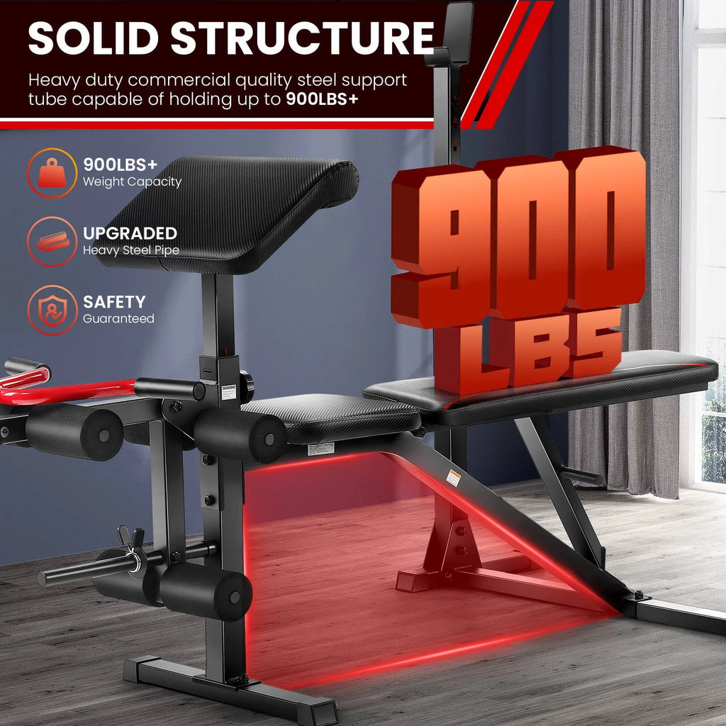 Adjustable Olympic Weight Bench Set with Barbell Rack D707