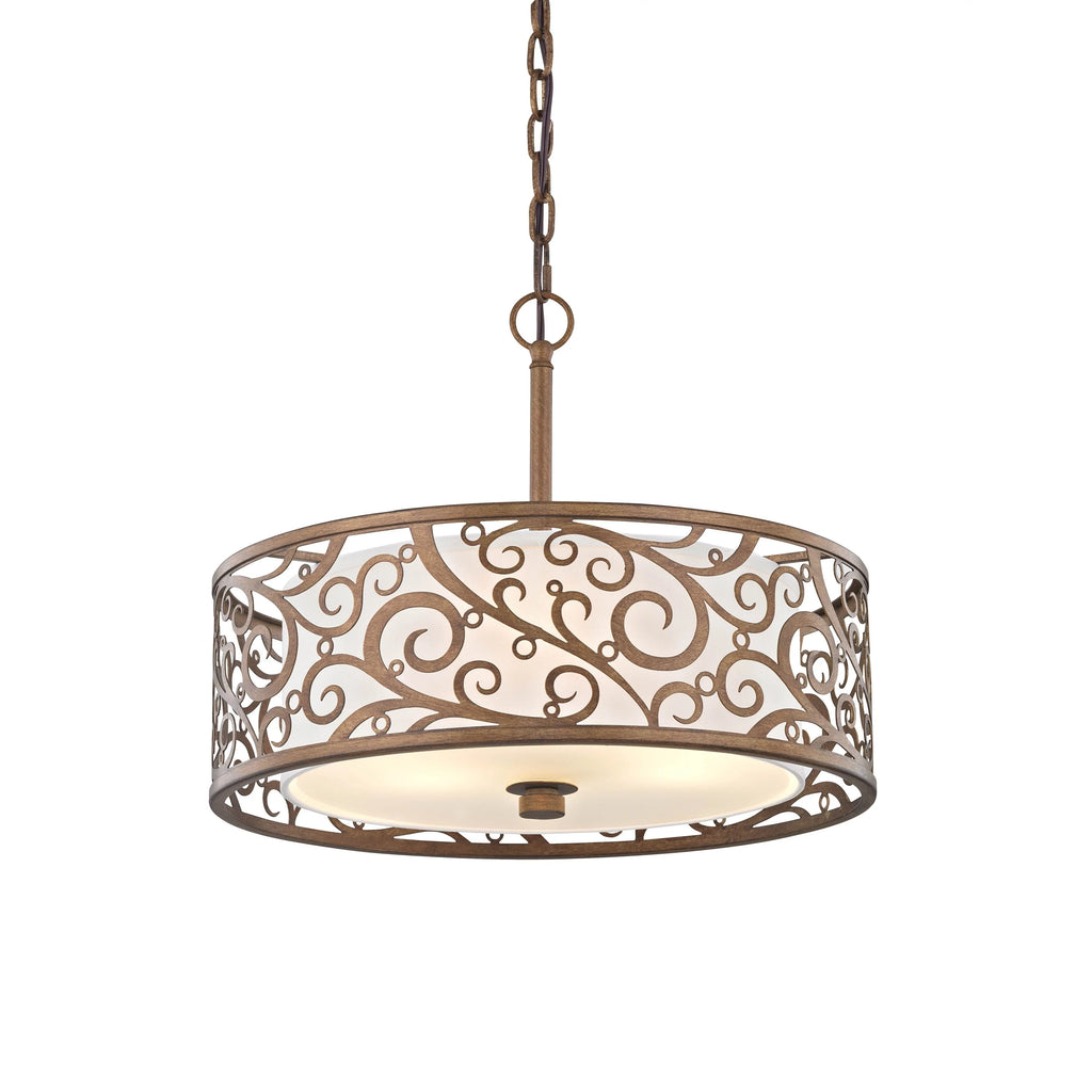 3-Light Burnished Gold Pendant Frosted Glass B247