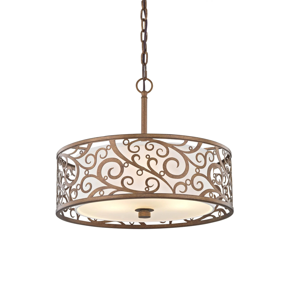 3-Light Burnished Gold Pendant Frosted Glass B247