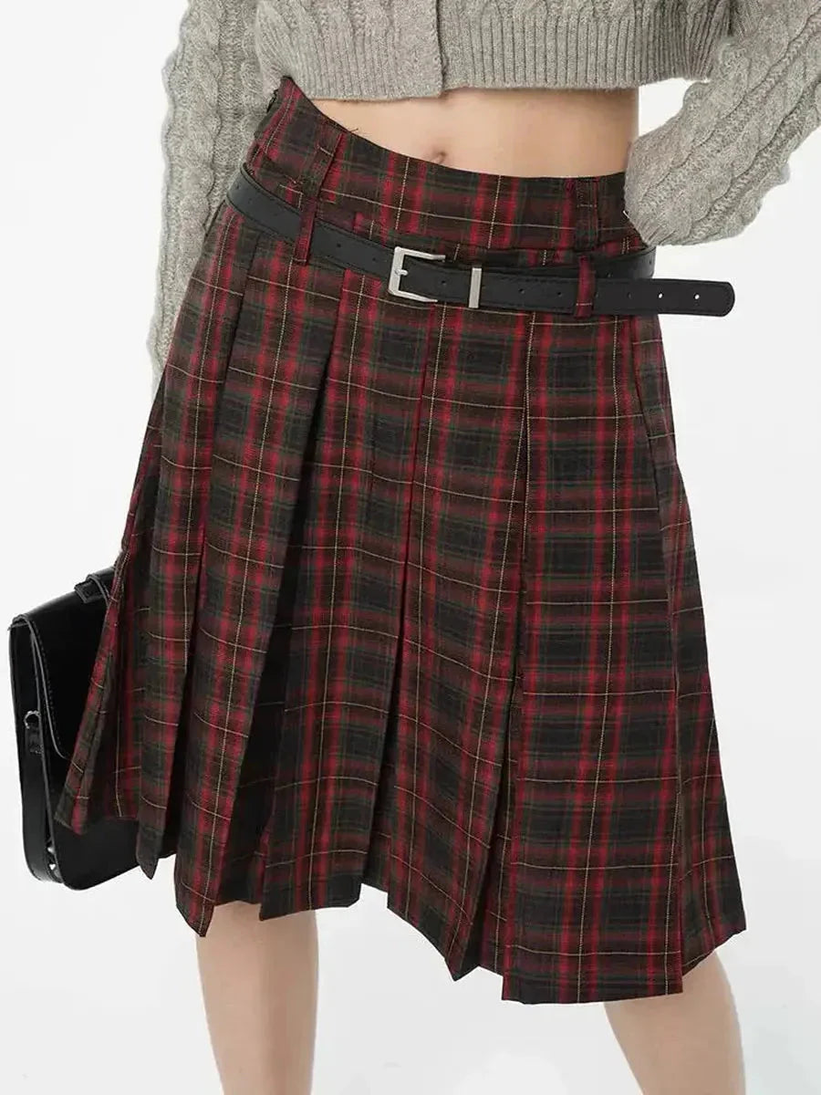 Dark Red Checkerboard Skirt G470