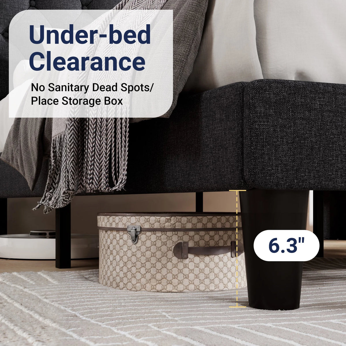 Queen Size Upholstered Platform Bed Frame with Wingback E66466