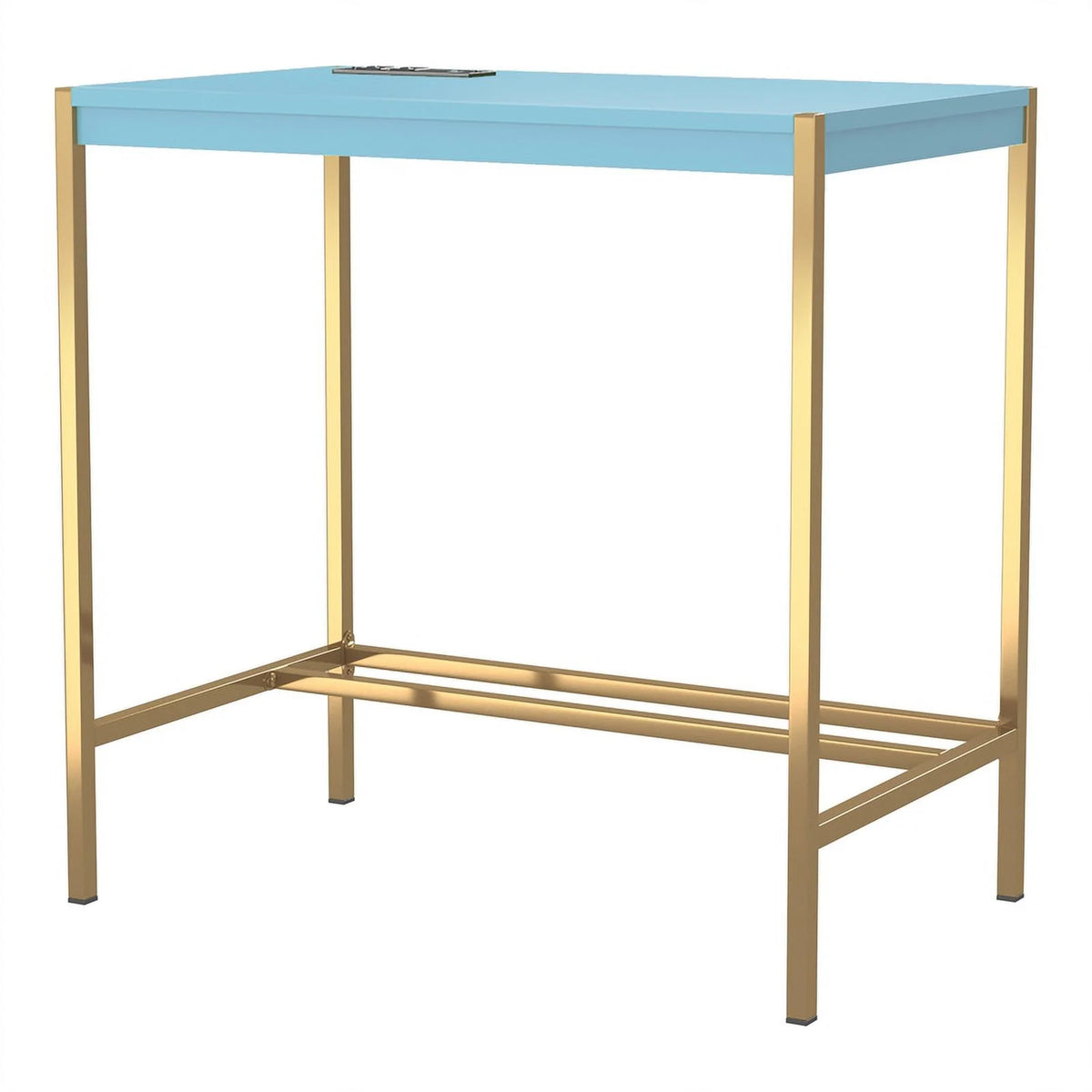 Aruba Blue Wood Writing Desk with USB Port A300