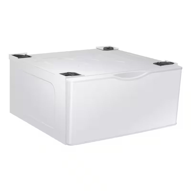 White Laundry Pedestal with Storage Drawer N360
