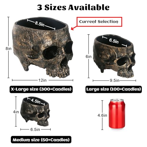 Extra Large Skull Candy Dish Bowl Holder Resin Decor S3589