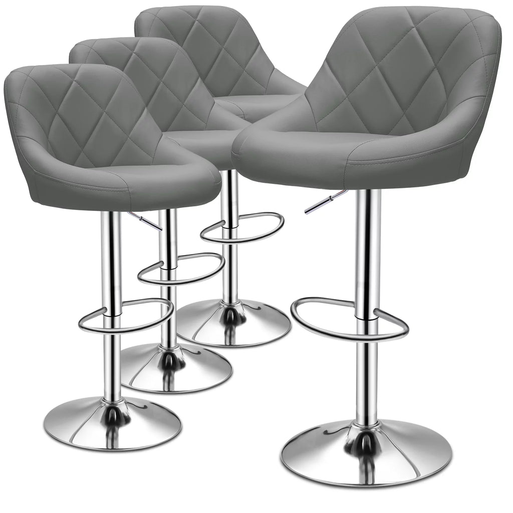Set of 4 Grey Faux Leather Swivel Bar Stools U830