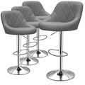 Set of 4 Grey Faux Leather Swivel Bar Stools U830