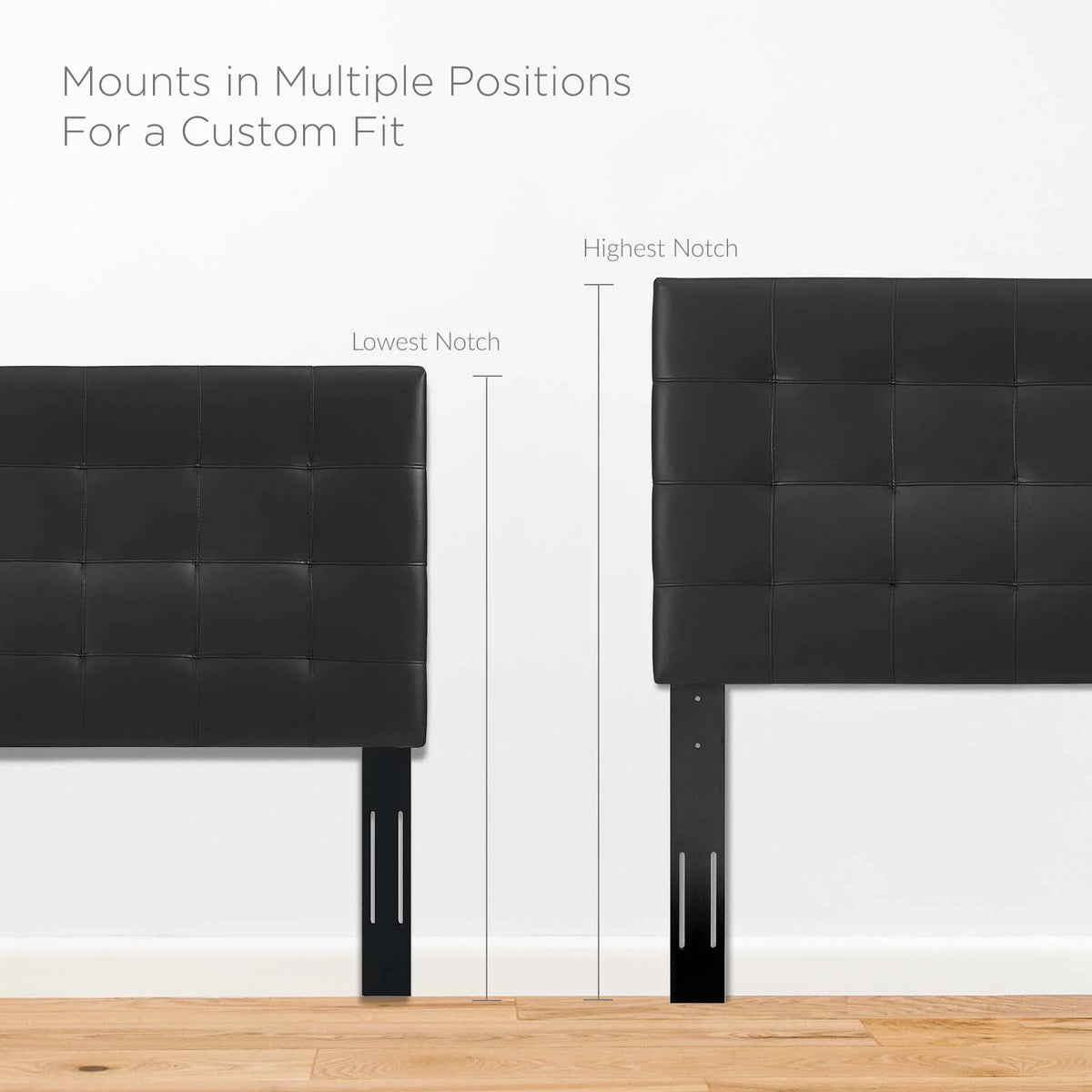 King and California King Black Faux Leather Upholstered Headboard Q468
