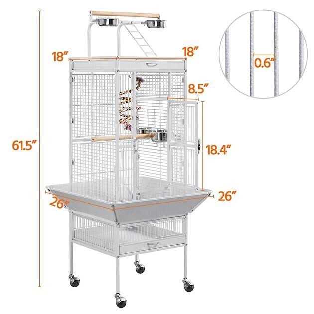 Rolling Metal Parrot Cage with Playtop Q958846