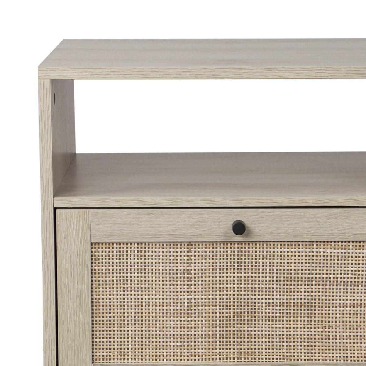 Natural Oak Wood Black Accent Storage End Table T61695