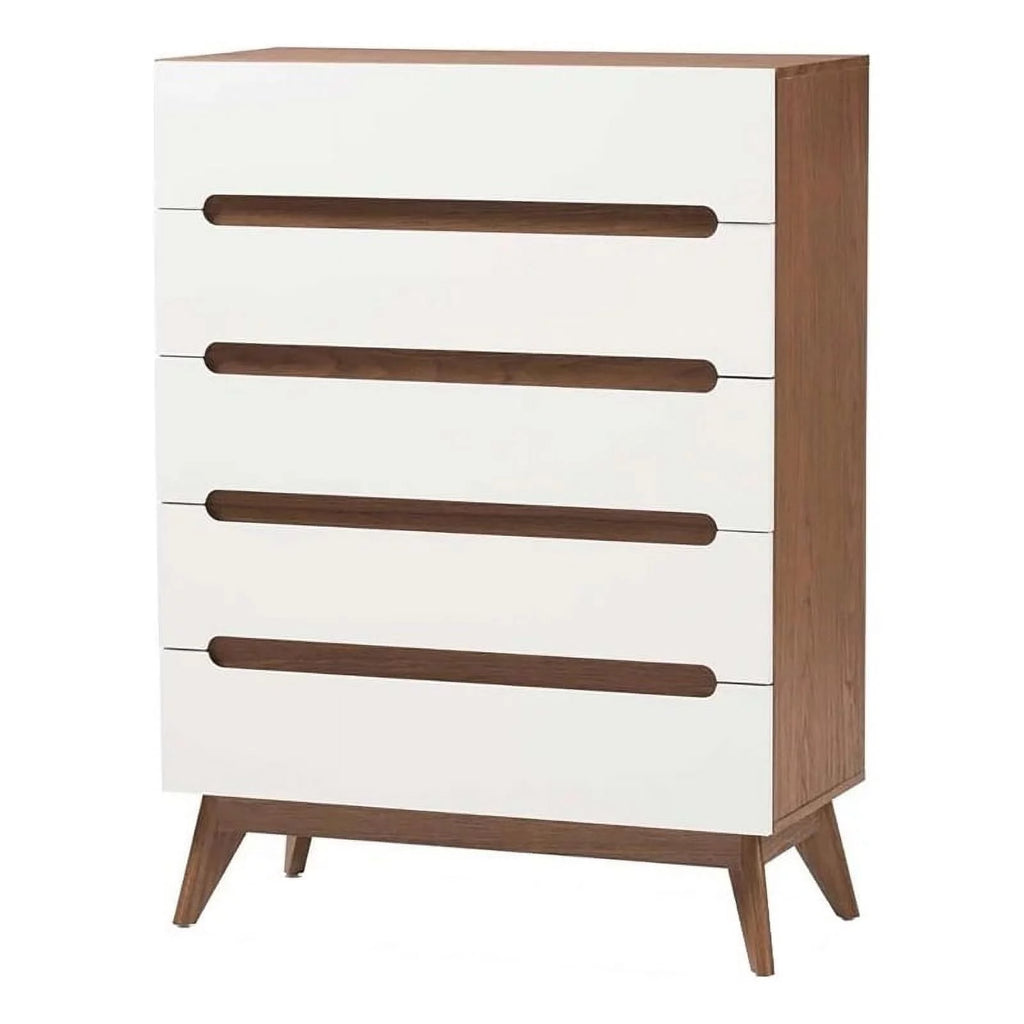 White Walnut 5 Drawer Wood Chest G32597