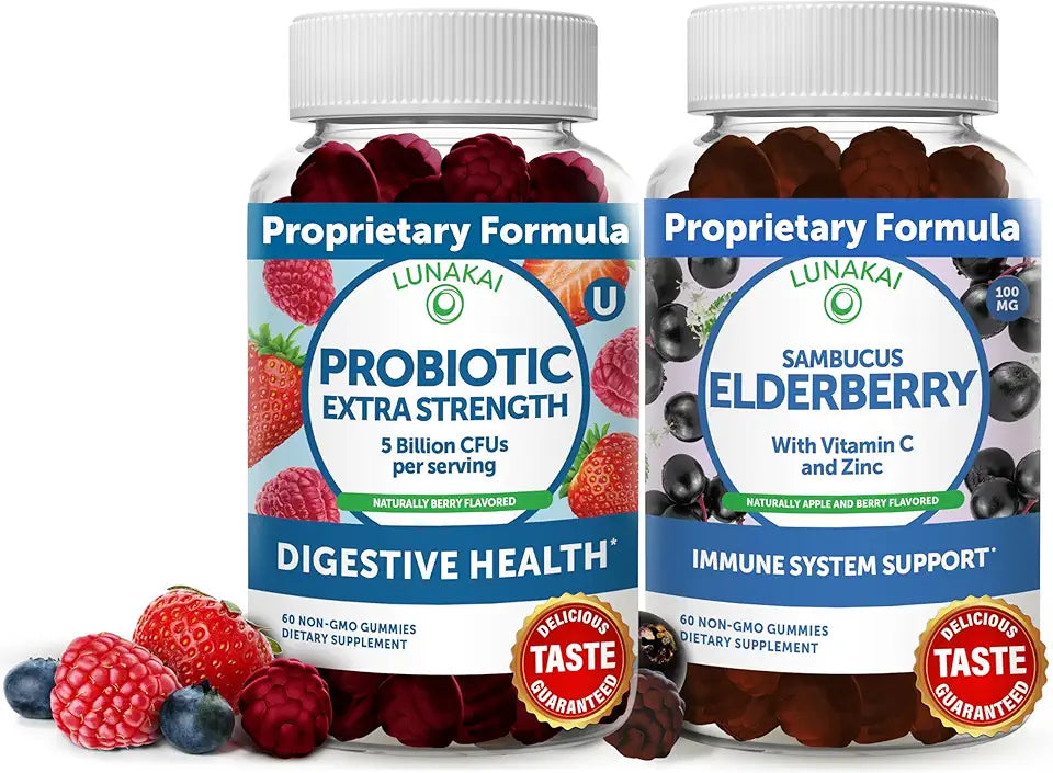 Elderberry Probiotic Gummies with Zinc Vitamin C 5 Billion CFUs D338