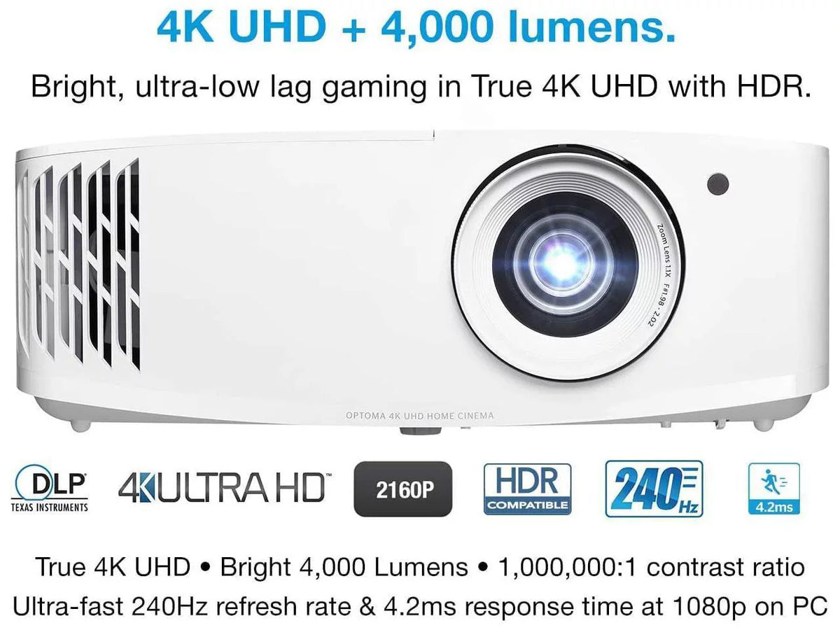 True 4K UHD Gaming Projector 4000 Lumens 240Hz Refresh Rate HDR10 HLG R15772