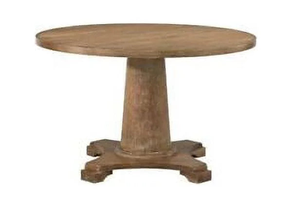 5pc Round Pedestal Dining Set with 4 Beige Tufted Chairs U779