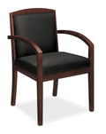 Black Leather Wood Guest Chair U358