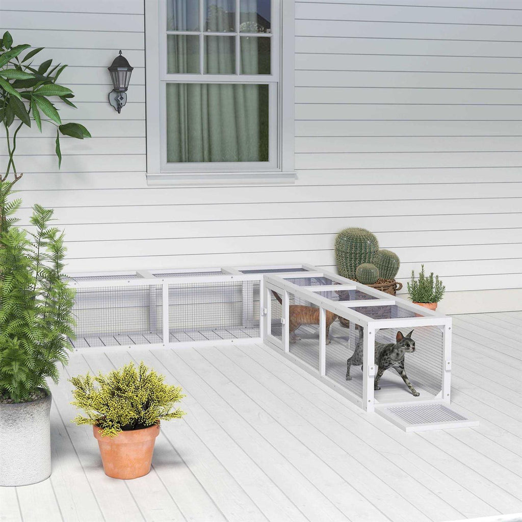 Long Extendable Wooden Outdoor Cat Tunnel J13827