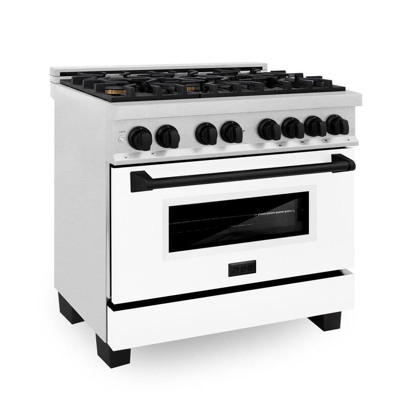 36 in. 6 Burner Dual Fuel Range in Stainless Steel, White Matte and Matte Black M165239
