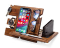 Wood Phone Docking Station Key Holder Wallet Stand Watch Organizer C84080