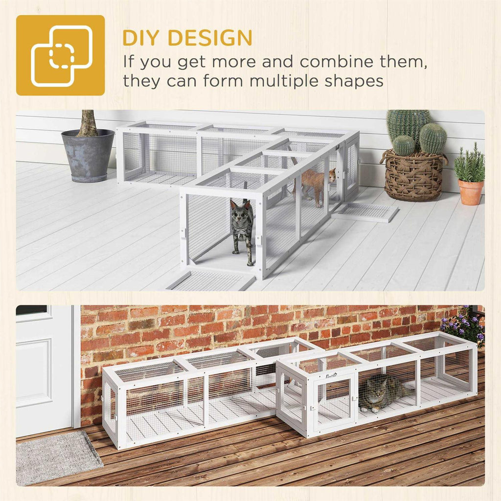 Long Extendable Wooden Outdoor Cat Tunnel J13827