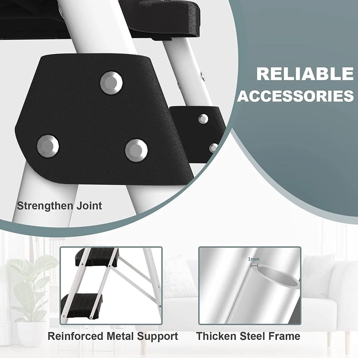 Folding 5-Step Ladder with Handrails and Tool Tray B96218