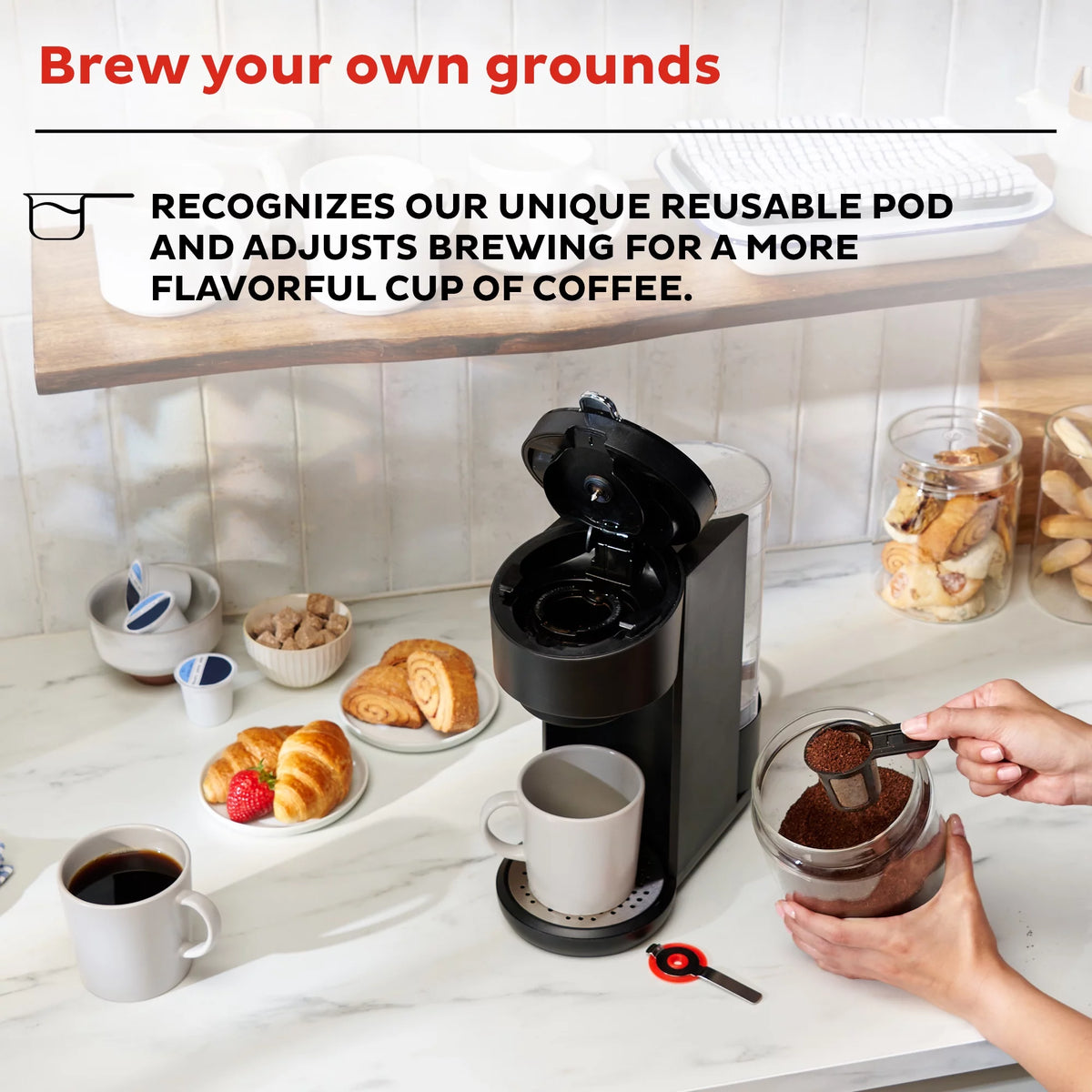 2-in-1 Single Serve Coffee Maker with 3 Brew Sizes, Black G767
