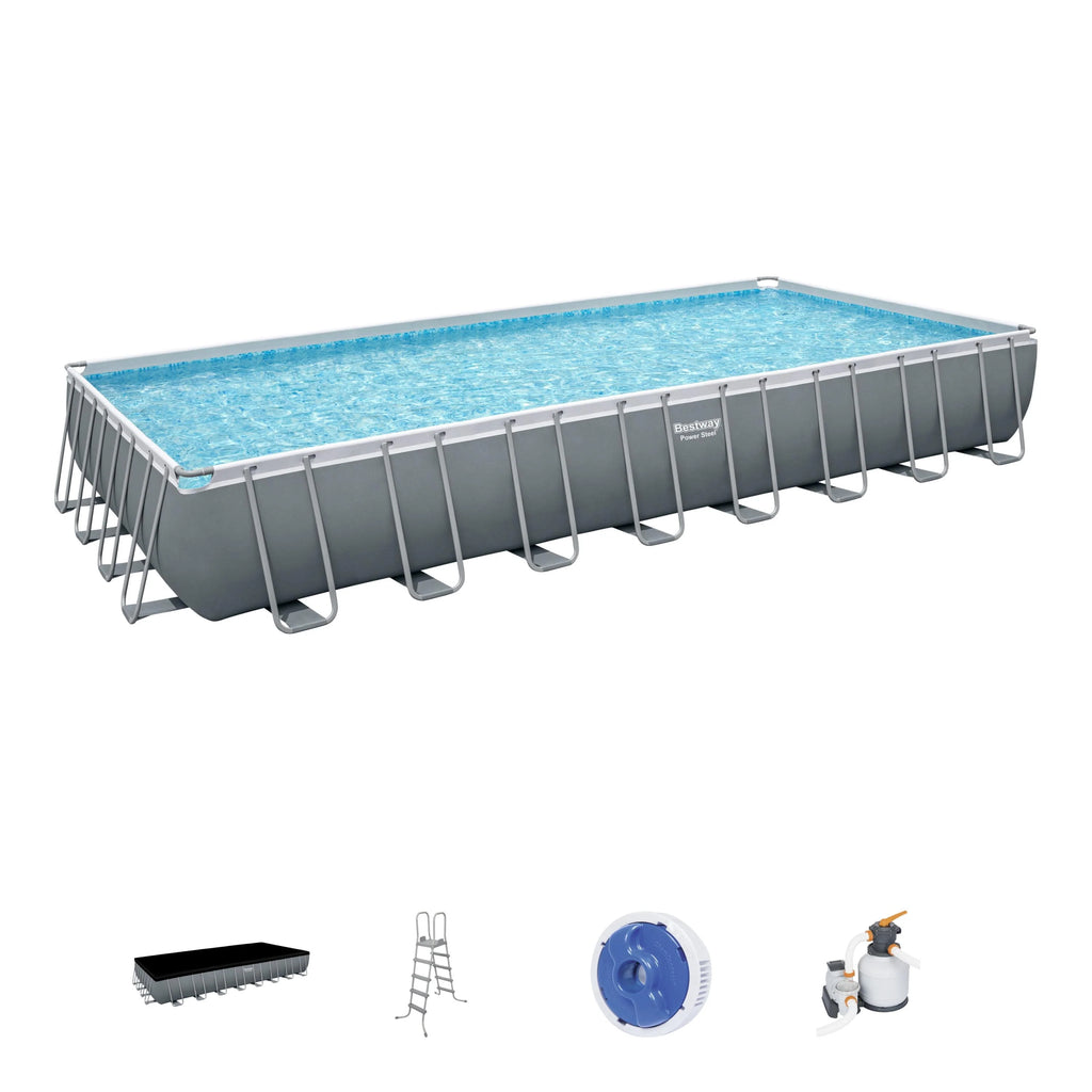 Power Steel 31'4 x 16' x 52 Rectangular Above Ground Pool Set L413353