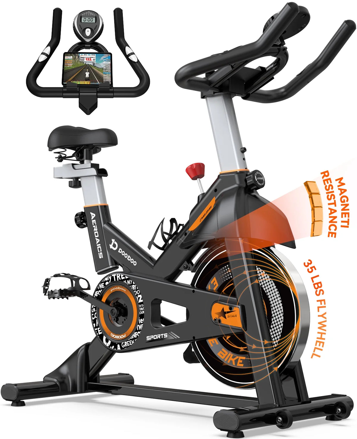 Stationary Exercise Bike Magnetic Resistance with LCD Monitor 35 Lbs Flywheel A7305